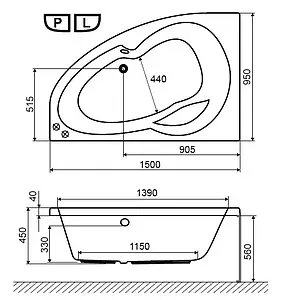 Ванна акриловая Excellent Newa 150x95 R WAEX.NEP15WH Ванна акриловая Excellent Newa 150x95 R WAEX.NEP15WH, 3