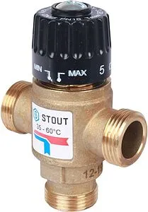 Трехходовой термостатический смесительный клапан ¾&quot; +35...+60°С Kvs 1.6 Stout SVM-0120-166020, 1