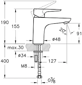 Смеситель для раковины VitrA X-Line хром A42321EXP Смеситель для раковины VitrA X-Line хром A42321EXP, 2