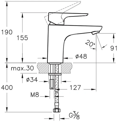 Смеситель для раковины VitrA X-Line хром A42321EXP Смеситель для раковины VitrA X-Line хром A42321EXP