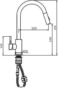 Смеситель для кухни с выдвижным изливом Dorff Logic чёрный матовый D3007522, 2