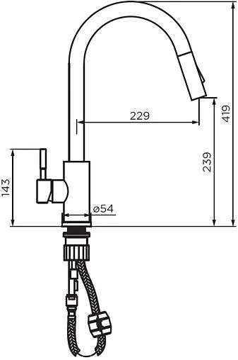 Смеситель для кухни с выдвижным изливом Dorff Logic чёрный матовый D3007522