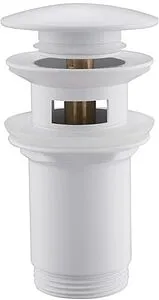 Выпуск автоматический для раковины с переливом Abber BEQUEM белый матовый AF0009W Выпуск автоматический для раковины с переливом Abber BEQUEM белый матовый AF0009W, 1