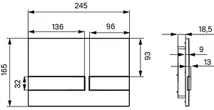Клавиша смыва для унитаза IDDIS Unifix UNI06BCi77 кнопки/хром матовый, рамка/черный, 2