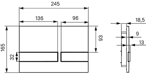 Клавиша смыва для унитаза IDDIS Unifix UNI06BCi77 кнопки/хром матовый, рамка/черный