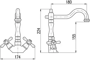 Смеситель для раковины Rav Slezak Morava retro бронза MK120.5/8SM, 2