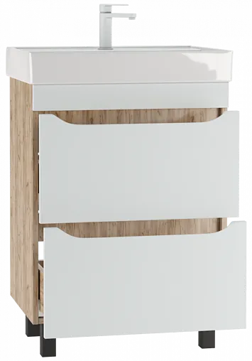 Тумба под умывальник напольный Домино Bruno 60 белый/дуб вотан DBr2903T