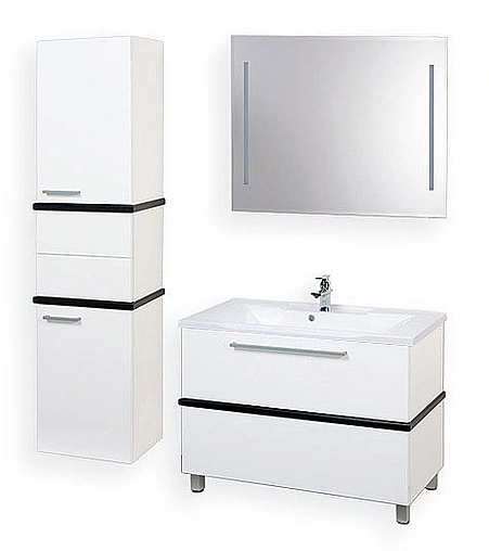 Шкаф-пенал подвесной Aquaton Турин 40 белый с черной панелью 1A118003TUJ10 Шкаф-пенал подвесной Aquaton Турин 40 белый с черной панелью 1A118003TUJ10