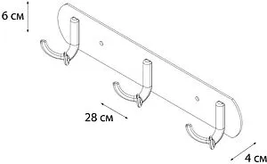 Планка с 3-мя крючками Fixsen Equipment хром FX-2113 Планка с 3-мя крючками Fixsen Equipment хром FX-2113, 2