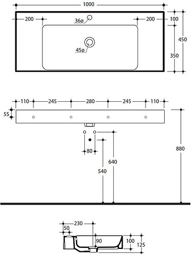 Раковина Kerasan Cento 100 белый 355001*1