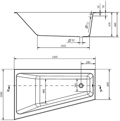 Ванна акриловая Cersanit Crea 160x100 L P-WA-CREA*160-LNL