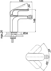 Смеситель для биде D&K Venice Gondola хром DA1022201 Смеситель для биде D&K Venice Gondola хром DA1022201, 2