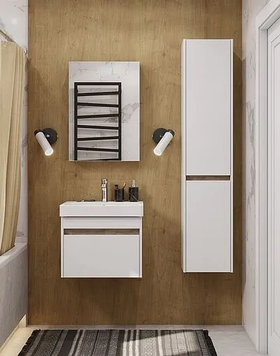 Тумба-умывальник подвесная Aquaton Марти 55 белый/ясень шимо 1A2632K0MY010