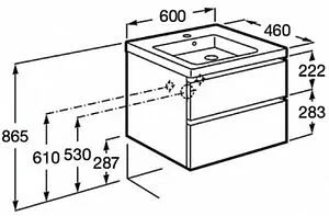 Тумба-умывальник подвесная Roca Domi 60 серый матовый ZRU9307873+ Тумба-умывальник подвесная Roca Domi 60 серый матовый ZRU9307873+, 2