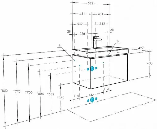 Тумба-умывальник подвесная Aquaton Марти 70 белый/ясень шимо 1A2675K0MY010