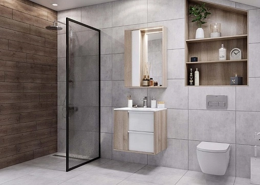 Тумба-умывальник подвесная Aquaton Бостон 70 дуб эврика/белый 1A2526K1BN010