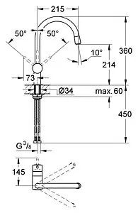 Смеситель для кухни с выдвижным изливом Grohe Minta хром 32918000, 2