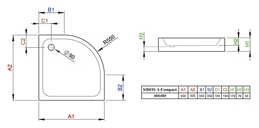 Поддон для душа Radaway Siros A900 SBA9917-2