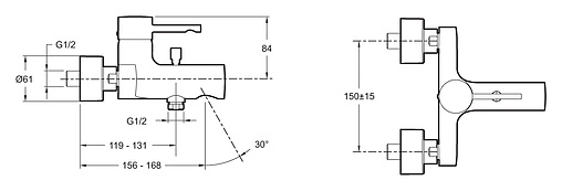 Смеситель для ванны Jacob Delafon Cuff хром E45532-CP
