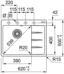 Мойка кухонная Franke Fragranite CNG 61½11-62 TL L белый 114.0639.711 Мойка кухонная Franke Fragranite CNG 61½11-62 TL L белый 114.0639.711, 2