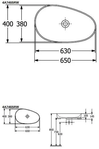 Раковина Villeroy&amp;Boch Antao 65 миндаль 4A7465AM