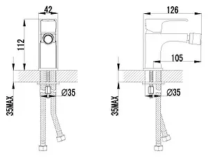 Смеситель для биде Lemark plus Factor хром LM1608C Смеситель для биде Lemark plus Factor хром LM1608C, 2