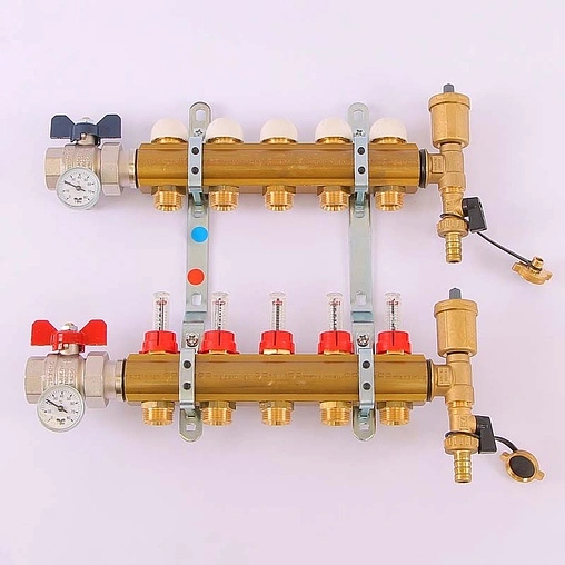 Группа коллекторная с расходомерами 5 отводов 1&quot;в/в x ¾&quot;ек Tiemme 3870001