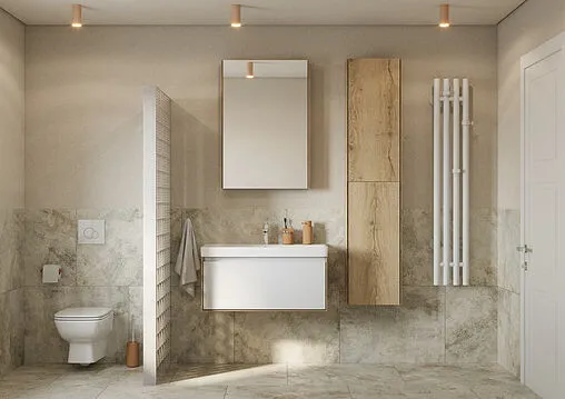 Тумба под умывальник подвесная Aquaton Либерти 90 белый/дуб эльвезия 1A279901LYC70