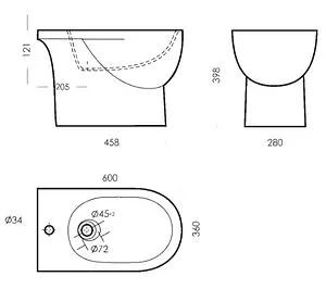 Биде напольное Sanita luxe Art белый BD.FS/Art/C/WHT.G/S1, 2