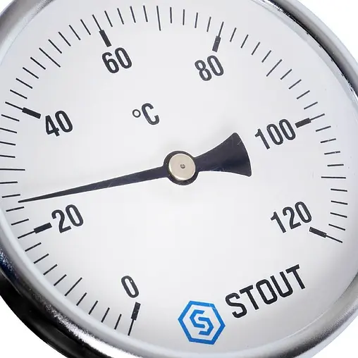 Термометр биметаллический Stout 100мм 120°С гильза 100мм ½&quot; SIM-0001-101015