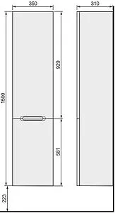 Шкаф-пенал подвесной Jorno Modul 35 белый Mоl.04.150/P/W Шкаф-пенал подвесной Jorno Modul 35 белый Mоl.04.150/P/W, 2