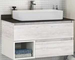 Тумба-умывальник подвесная Comforty Прага 90 дуб белый/антрацит 00-00003827CF Тумба-умывальник подвесная Comforty Прага 90 дуб белый/антрацит 00-00003827CF, 1