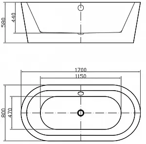 Ванна акриловая отдельностоящая Swedbe Vita 170x80 8812, 3