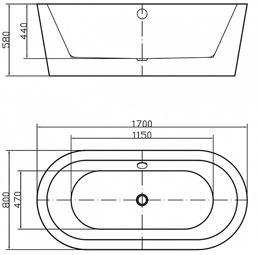 Ванна акриловая отдельностоящая Swedbe Vita 170x80 8812
