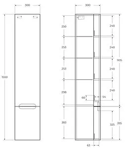Шкаф-пенал подвесной BelBagno ETNA-M 33 Bianco Lucido ETNA-M-1500-2A-SO-BL-L, 2