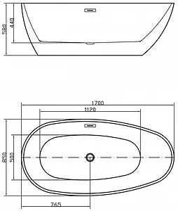 Ванна акриловая отдельностоящая Swedbe Vita 170x85 8806, 3
