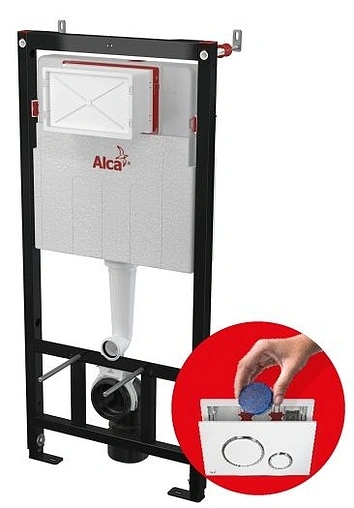 Инсталляция для подвесного унитаза Set 3 в 1 AlcaPlast Sadromodul AM101/1120+M70-001 с кнопкой белый глянцевый