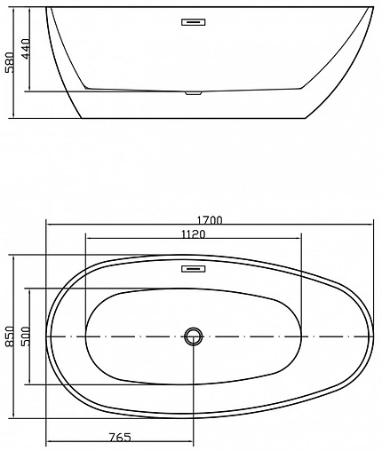 Ванна акриловая отдельностоящая Swedbe Vita 170x85 8806