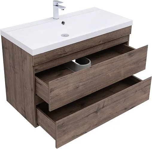 Тумба под умывальник подвесная Aquanet Нота New 100 дуб веллингтон/табак 00334194