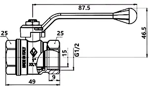 Кран шаровый ½"в x ½"в Bugatti New Jersey 09100012, 2