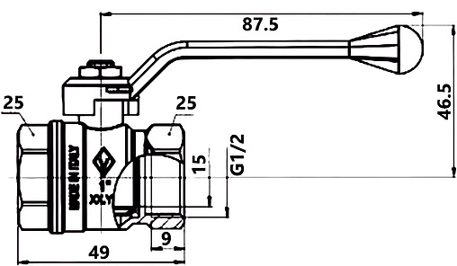 Кран шаровый ½"в x ½"в Bugatti New Jersey 09100012