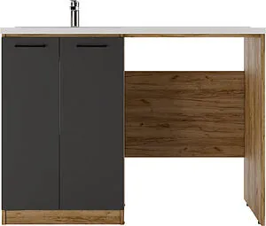Тумба под умывальник напольная над стиральной машиной Домино Craft 120 графит/дуб вотан DCr2214T, 3