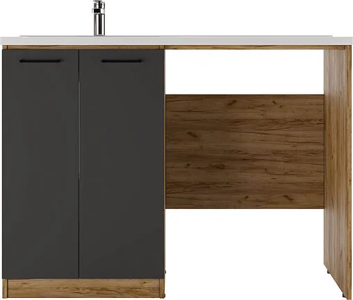 Тумба под умывальник напольная над стиральной машиной Домино Craft 120 графит/дуб вотан DCr2214T