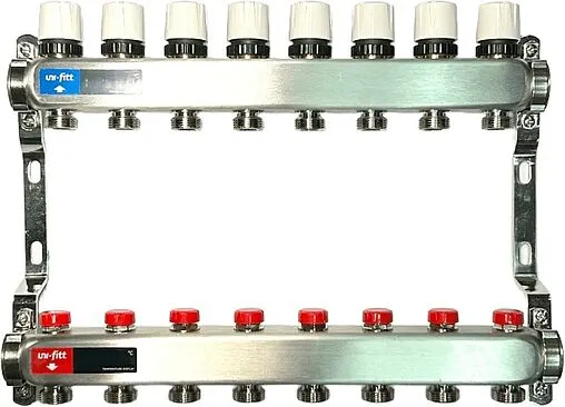 Группа коллекторная без расходомеров 8 отводов 1&quot;в/в x ¾&quot;ек Uni-fitt TECHNO 451W4308