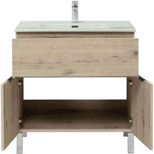 Тумба-умывальник напольная Aquanet Алвита New 80 дуб веллингтон 00277553+00254364