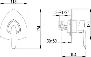 Смеситель для душа скрытого монтажа Lemark Mars хром LM3523C, 2