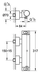 Термостат для душа Grohe Grohtherm 2000 New хром 34169001 Термостат для душа Grohe Grohtherm 2000 New хром 34169001, 2