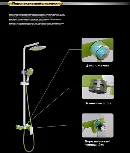 Душевая система со смесителем для ванны D&K Berlin.Humboldt зеленый/хром DA1433712A02
