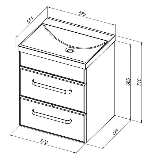 Тумба под умывальник Aquanet Лукка 60 белый 00302396