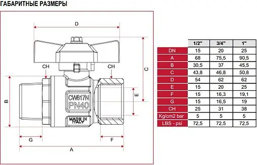 Кран шаровый для газа 1"в x 1"н Itap London 069B100 Кран шаровый для газа 1"в x 1"н Itap London 069B100